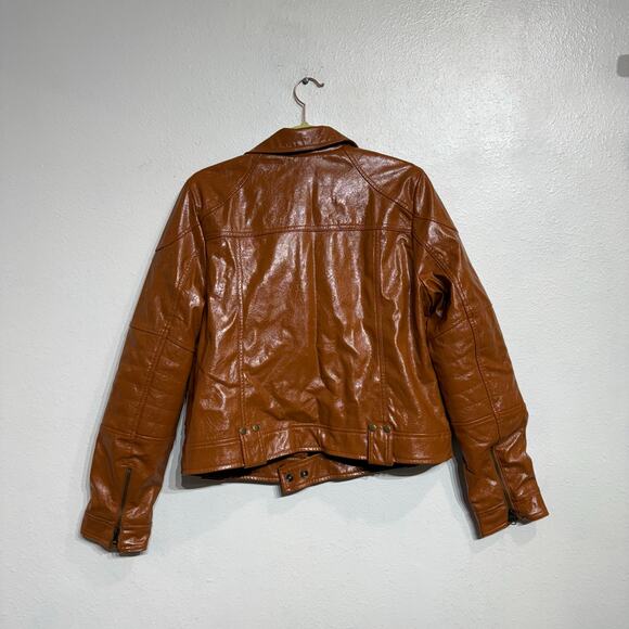Free People Brown Josie Vegan Leather Moto Jacket Sz M NWT - Picture 11 of 14